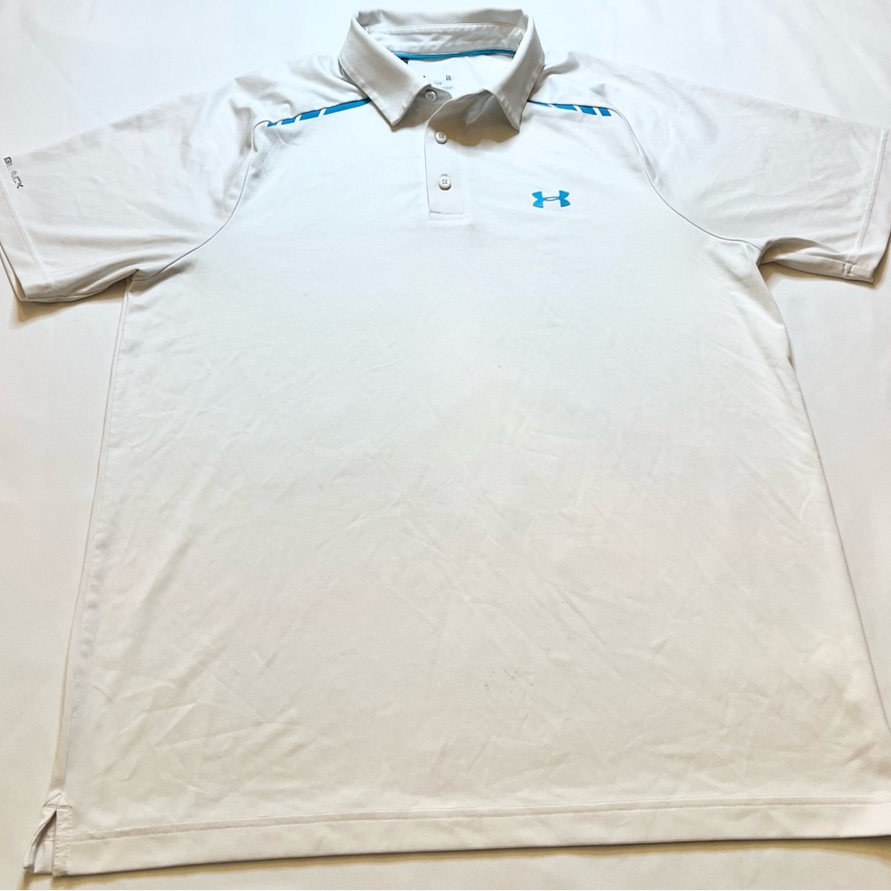 Under Armour Coldblack Men's Polo Shirt in White with Blue Details